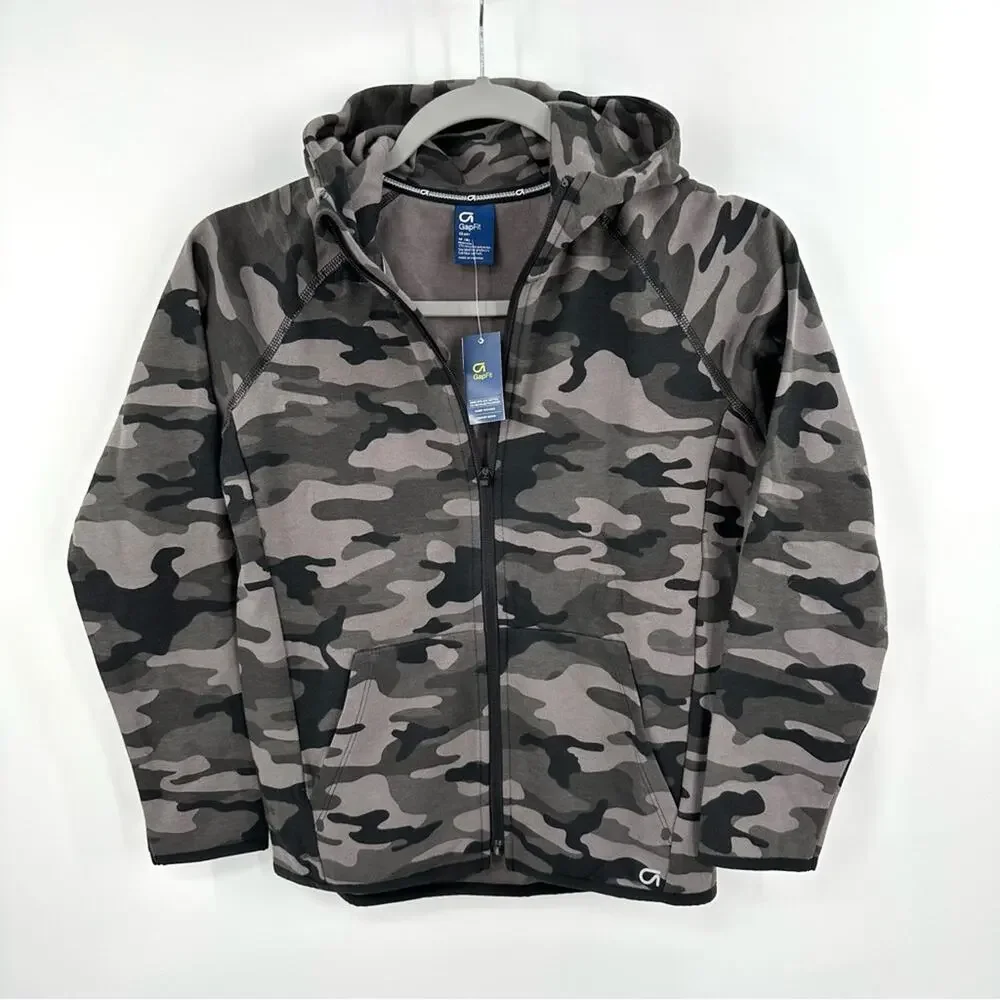 Gap Fit Kids Camouflage Full Zip Hoodie Size M